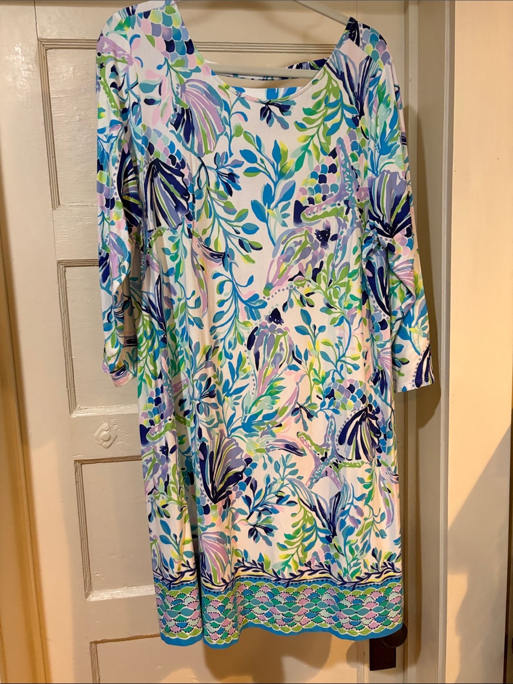 Lilly Pulitzer XXL Floral Boatneck Tunic Dress in Blue, Green & Purple